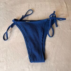 NEW Aerie Blue Ribbed Side Tie Cheekiest Bikini Bottom Size XS